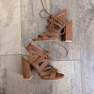 Brown strappy heels
